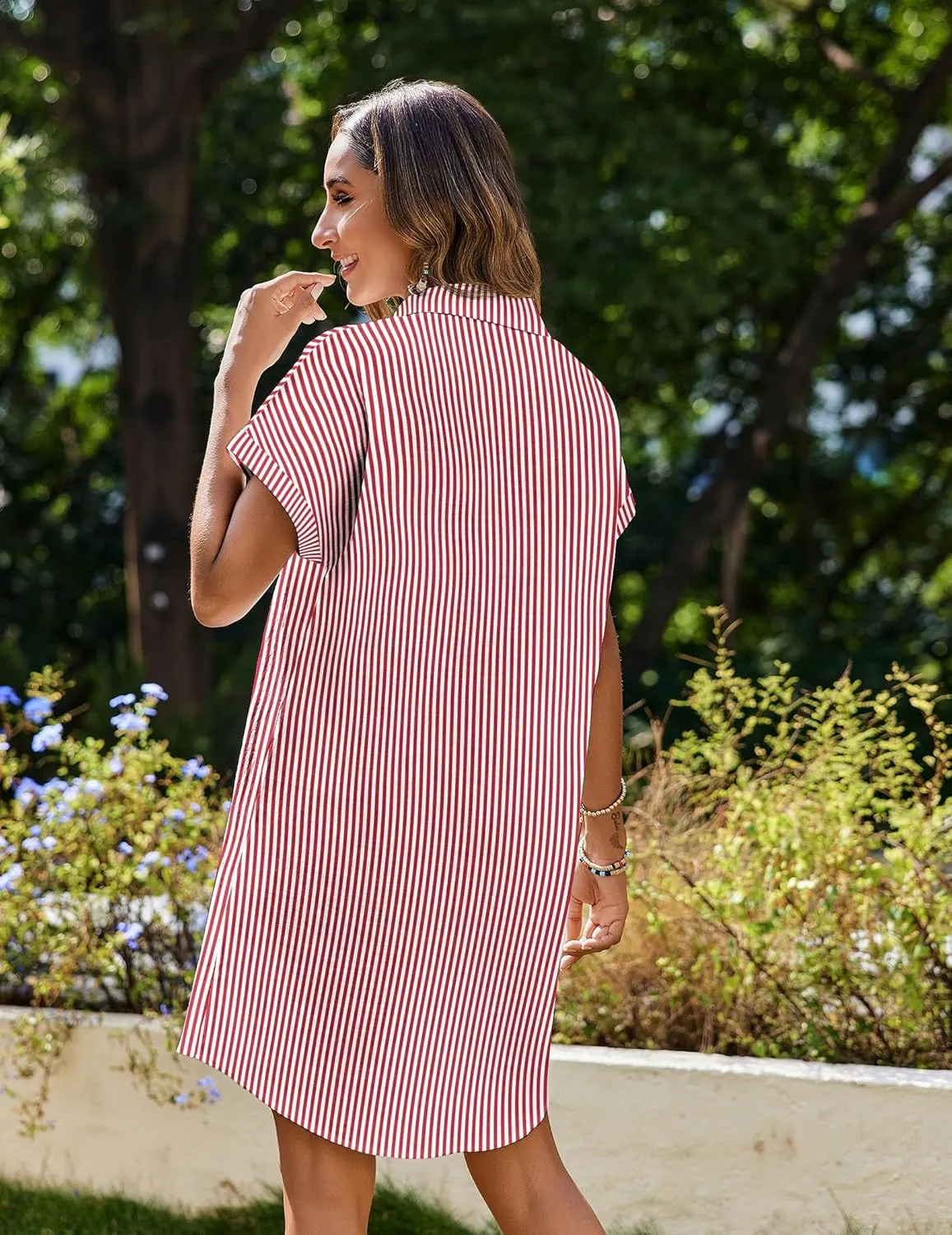 Zeagoo Womens Button Down Shirt Dress Cotton Linen Dress