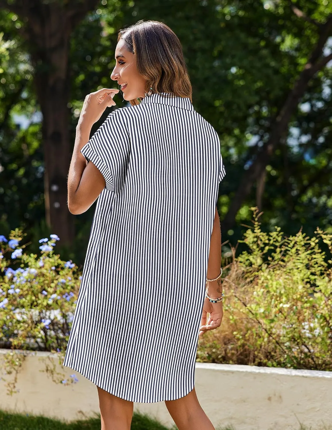Zeagoo Womens Button Down Shirt Dress Cotton Linen Dress