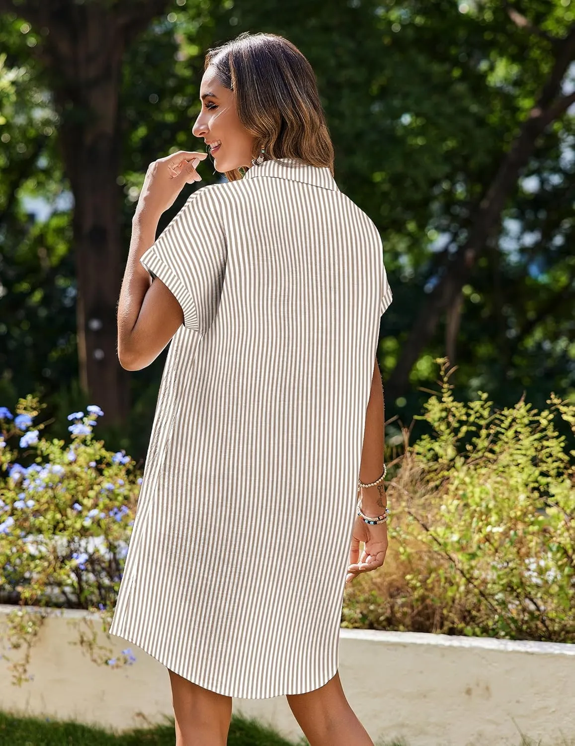 Zeagoo Womens Button Down Shirt Dress Cotton Linen Dress