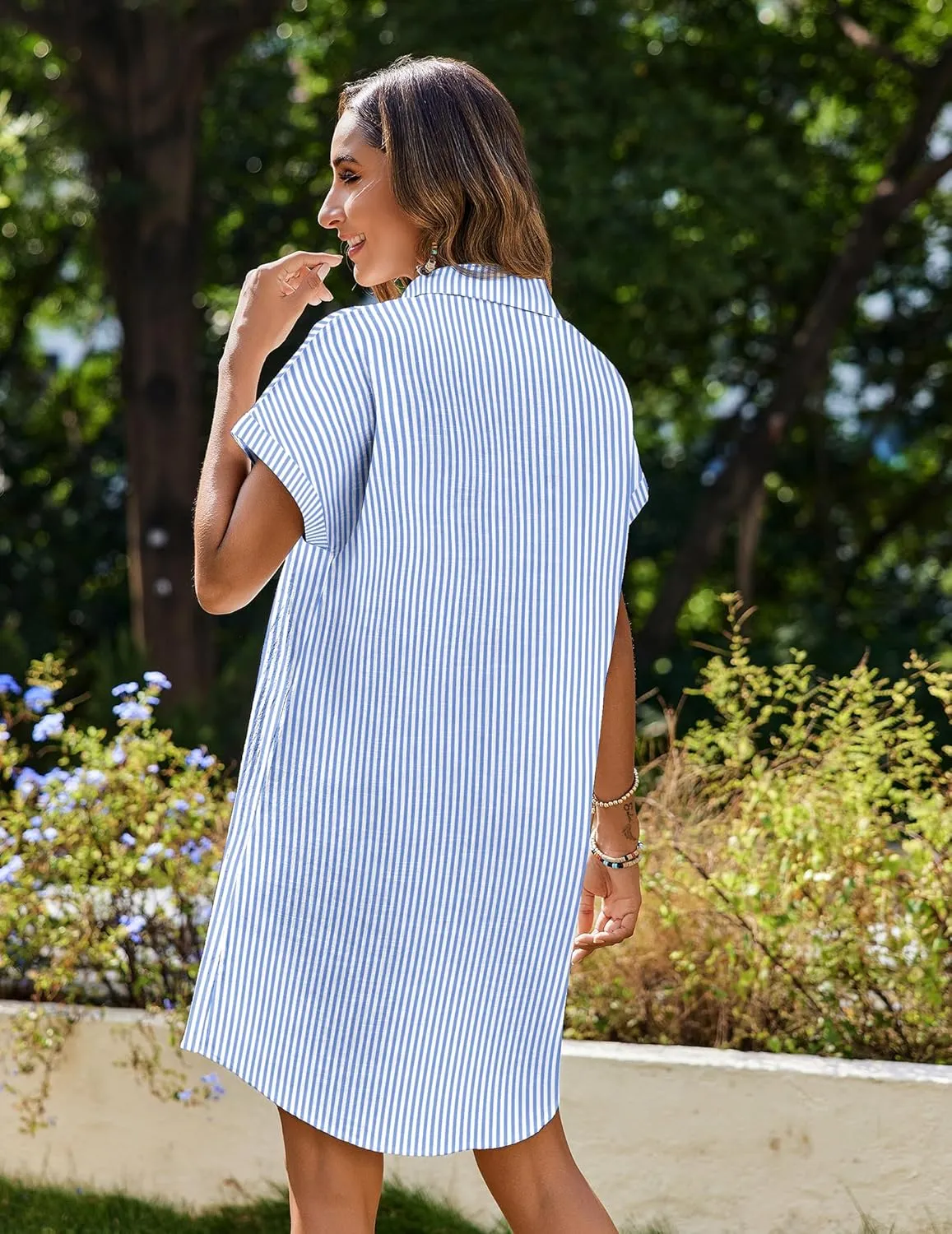 Zeagoo Womens Button Down Shirt Dress Cotton Linen Dress